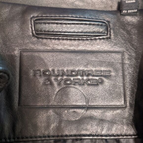 ROUNDTREE AND YORK Men Black Lambskin Leather Jacket XL - Picture 10 of 16